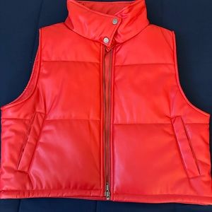 Red faux leather puffer vest from Anthropologie ❤️